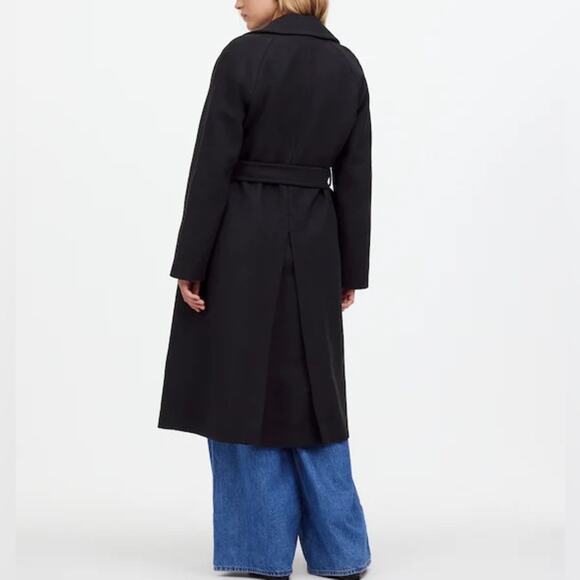 Madewell Wool Blend Double Breasted Trench Coat in black Size XL - Picture 12 of 12